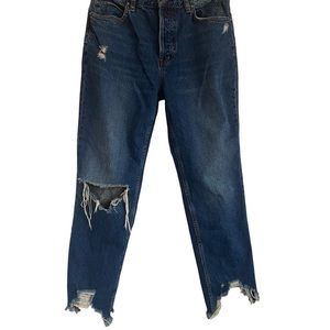 WE The Free Free People Distressed Button Fly Raw Hem Jeans Size 28